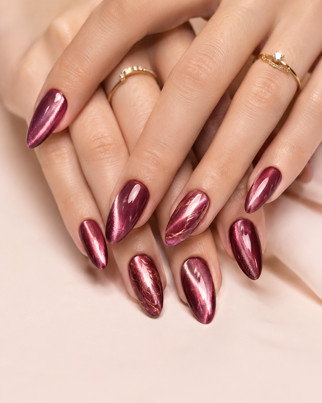 Burgundy chrome nails