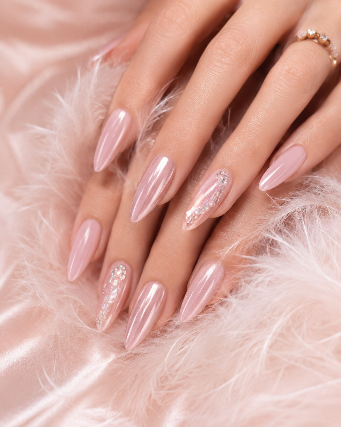 Pink chrome nails